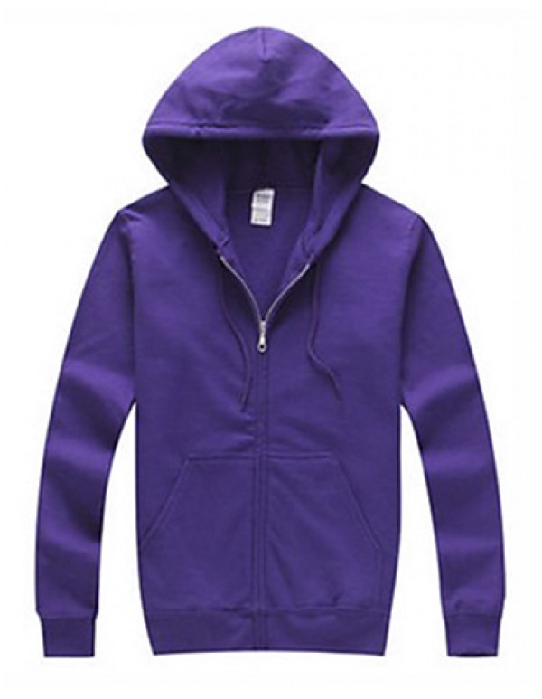 Men's Solid Casual / Sport HoodieCotton / Polyester Long Sleeve Black / Blue / Purple / Red / White / Gray k259  