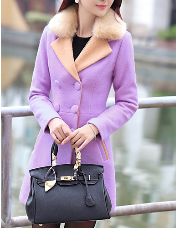 Women's Casual/Daily Simple Coat,Solid Asymmetrical Long Sleeve Winter Black / Purple Cotton / Polyester Medium