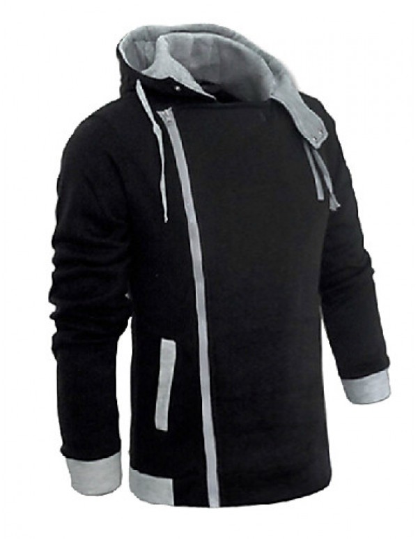 Men's Plus Size Long Sleeve Hoodie & Sweatshirt , Cotton/Spandex Pure  