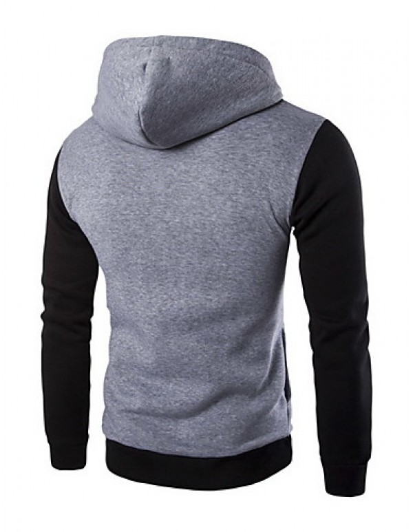 Men's Casual/Daily / Club / Sports Simple / Street chic / Active Regular Hoodies,Solid / Color Block Red / Black / Gray Hooded Long Sleeve  