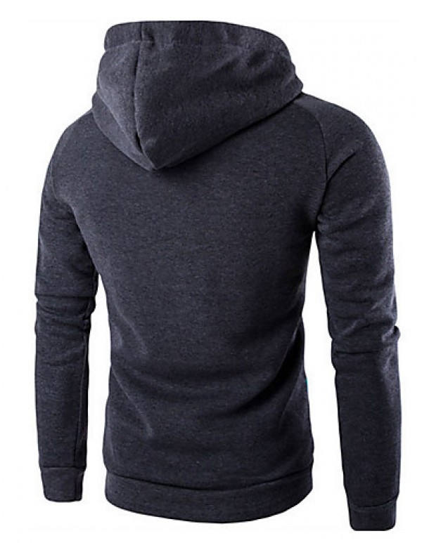 Men's Print / Color Block Casual / Sport HoodieCotton Long Sleeve Black / Gray  