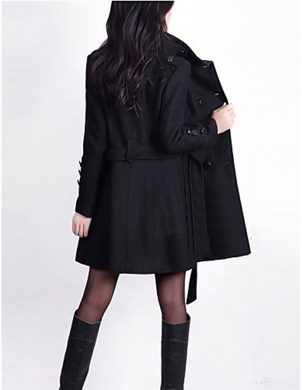 New WomenWoolen Coat Winter Slim Double Breasted Overcoat Winter Coats Long Outerwear for Women