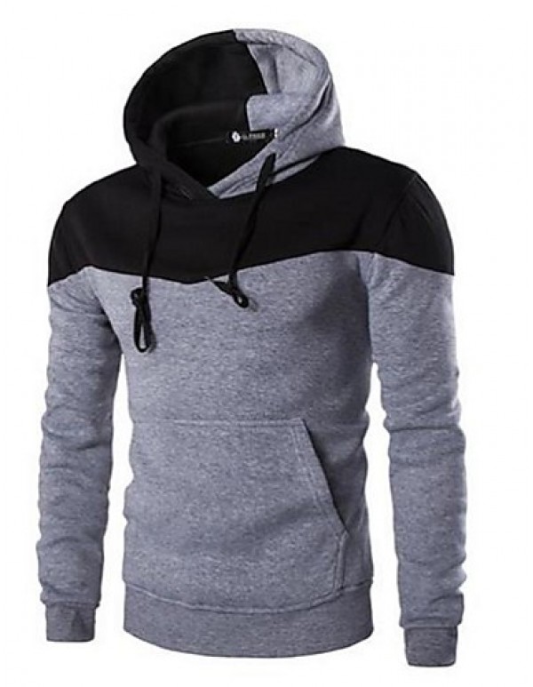 Men's Long Sleeve Hoodie & Sweatshirt,Cotton Patchwork  