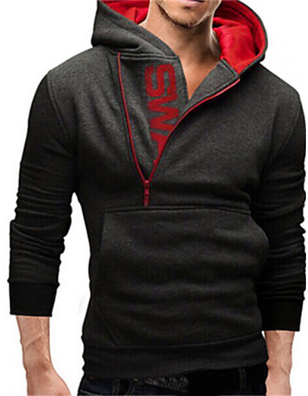 Male Plus Size Sweatshirt Pullover Side Zipper With A Hood Male Spring And Autumn Outerwear Men's Clothing  