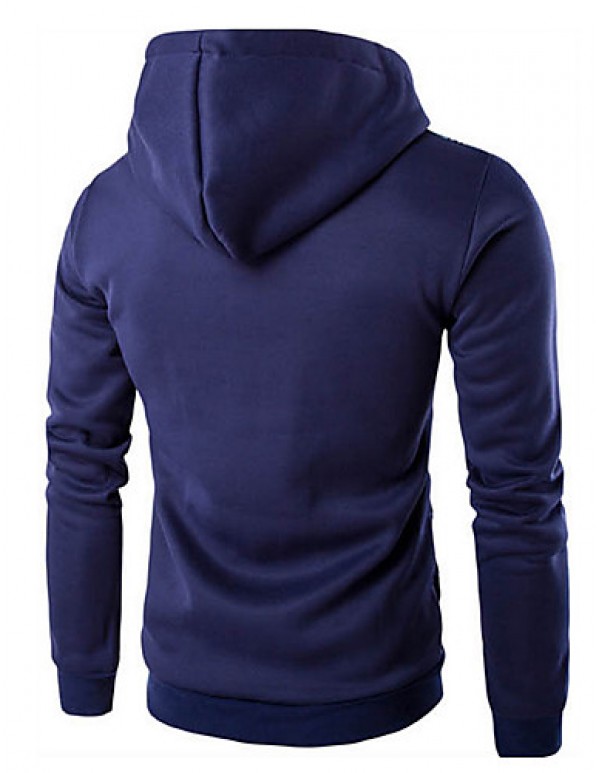 Men's Print / Color Block Casual / Sport HoodieCotton Long Sleeve Black / Blue / Gray  
