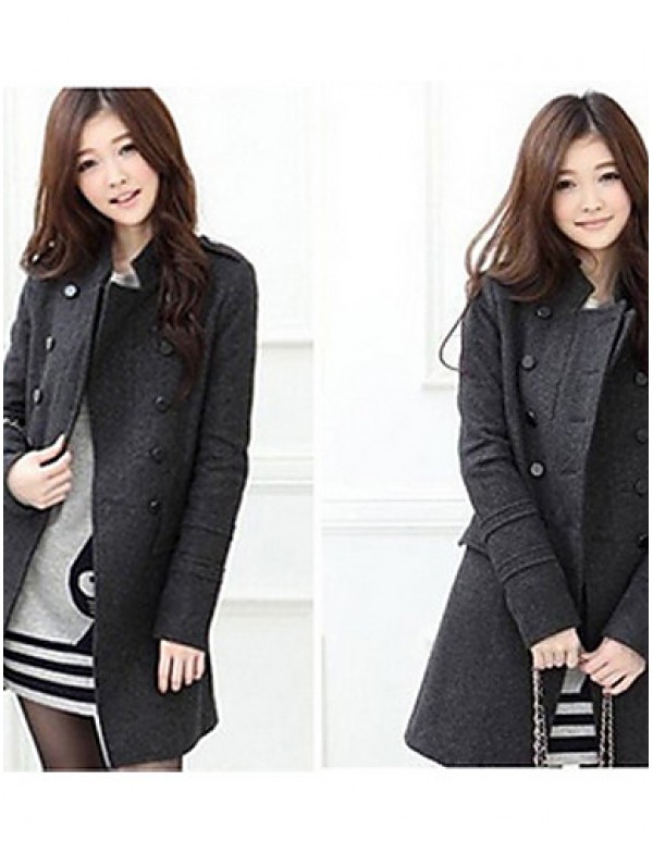 Women cultivate one's morality double-breasted woolen cloth long-sleeved jacket Leisure fashion winter warm coat HOUTW20