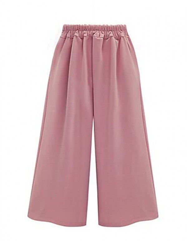 Women's Casual/Daily Plus Size / Street chic Summer Set,Solid Round Neck Sleeveless Pink / Black Cotton Medium