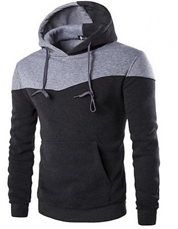 Men's Long Sleeve Hoodie & Sweatshirt,Cotton Patchwork  