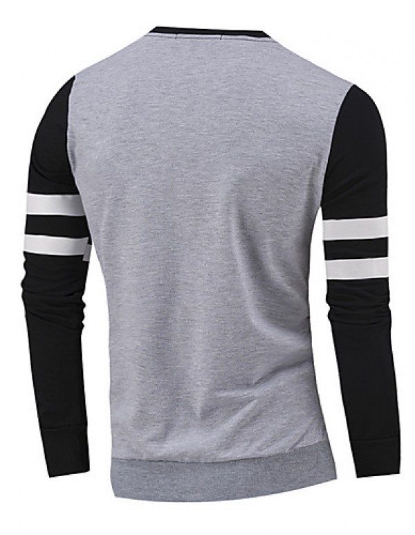 Men's Letter Casual / Sport Hoodie & Sweatshirt,Cotton Long Sleeve Black / White  