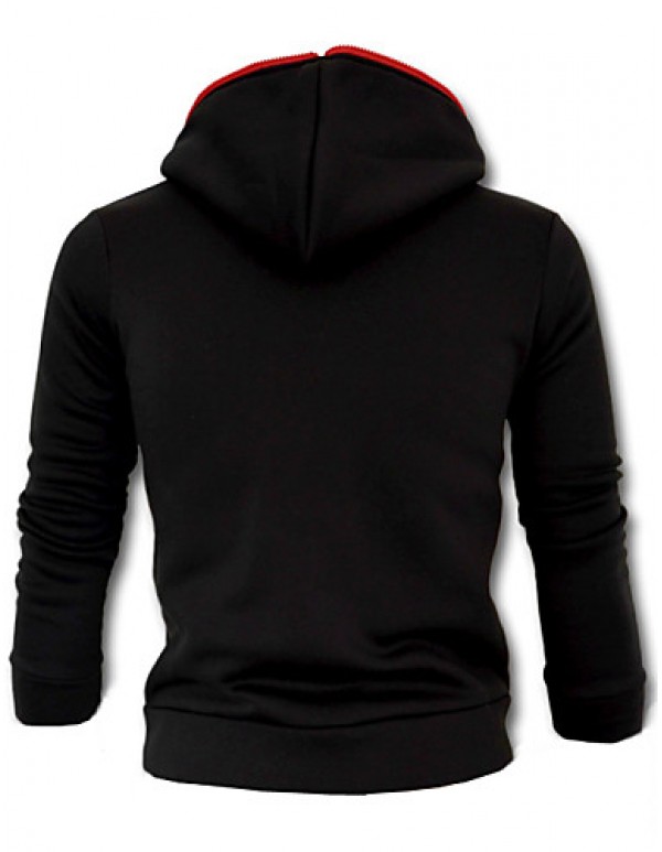Men's Long Sleeve Hoodie & Sweatshirt,Cotton Blend Print / Solid  