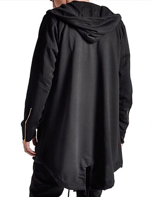Men's Personality Assassin Long Hooded Sweatshirt,Cotton / Polyester Long Sleeve Black / White  