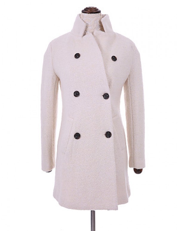 Women's Plus Size Coat,Solid Long Sleeve Winter Beige Thick
