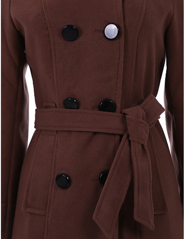 New WomenWoolen Coat Winter Slim Double Breasted Overcoat Winter Coats Long Outerwear for Women