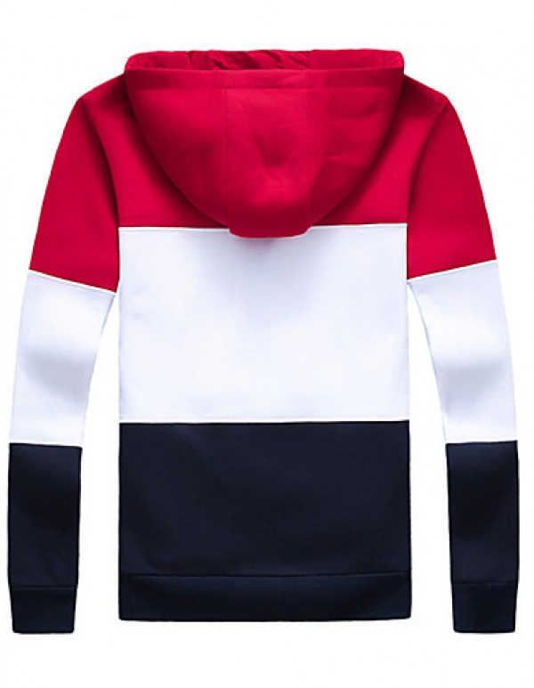 Men's Fashion Patchwork Hooded Slim Fit Sport Cardigan Sweatshirt; Casual/Plus Size/Sport  
