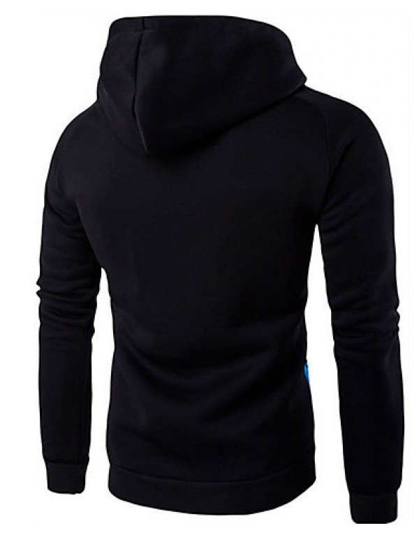Men's Print / Color Block Casual / Sport HoodieCotton Long Sleeve Black / Gray  